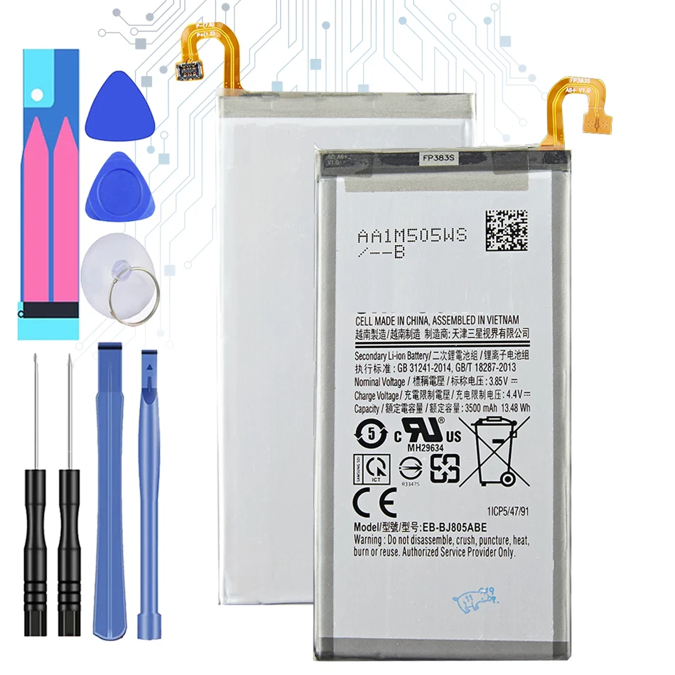 

3500mAh EB-BJ805ABE Battery for Samsung Galaxy A6 Plus A6Plus A6+ SM-A605F A605G A6050 A605K A605FN A605GN Batteria + Free Tools