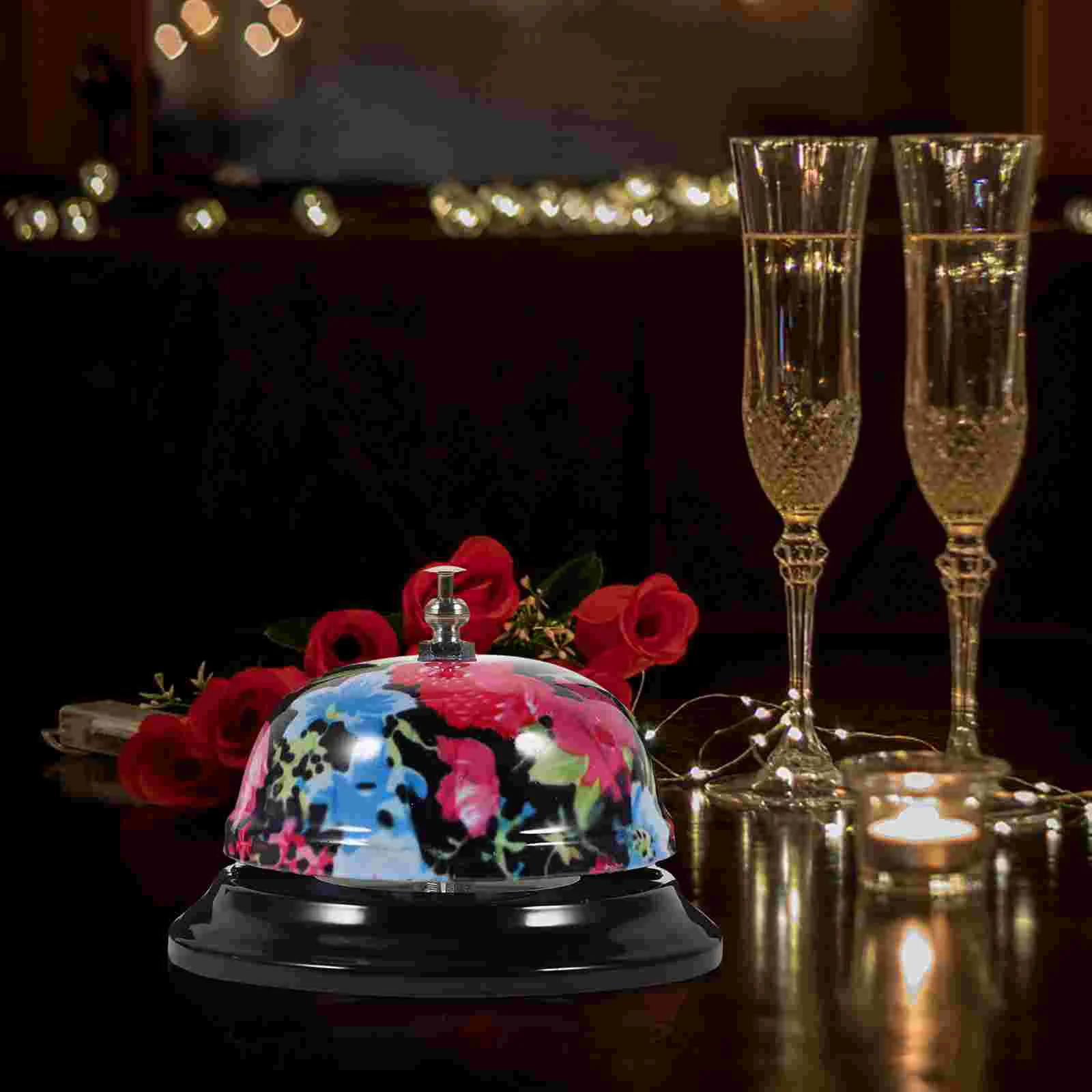

Floral Call Bell Service Bell Metal Front Desk Bell Ring Bell Decorative Bell for Kitchen Restaurant Bar Hotel