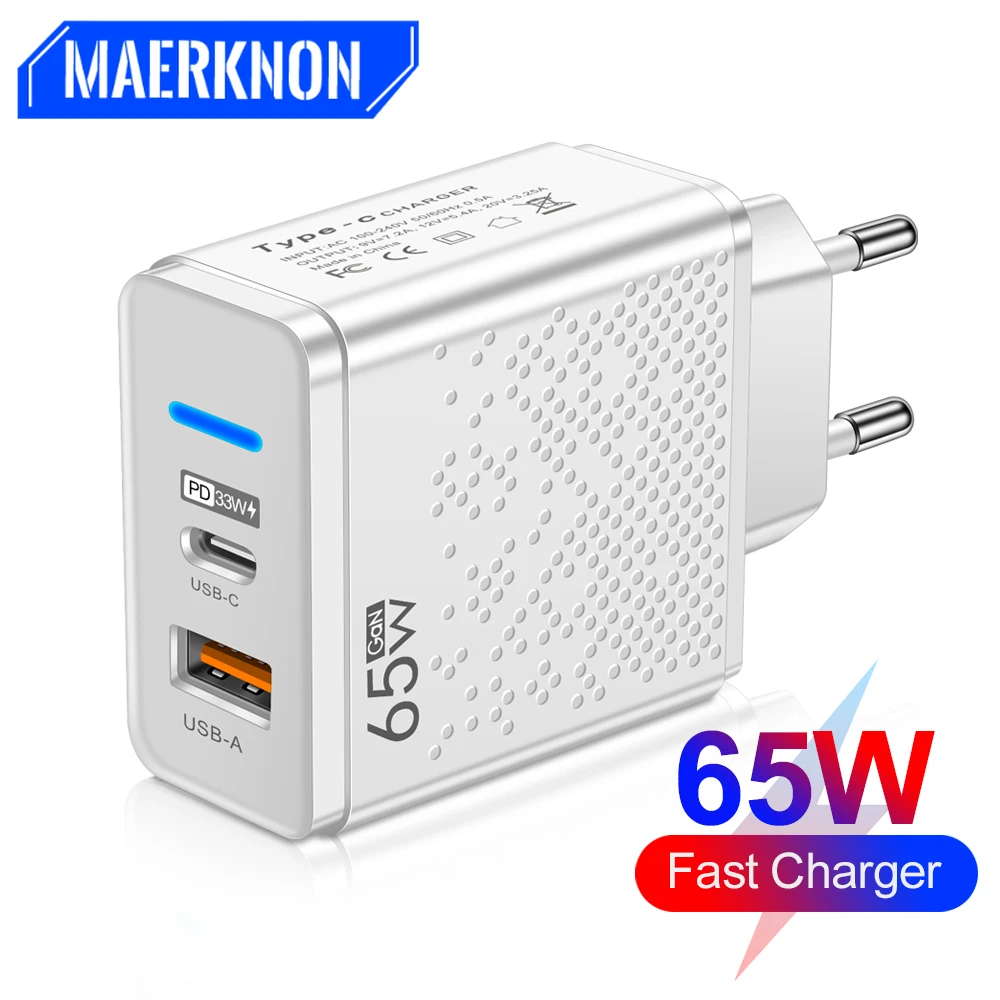 

65W GaN USB C Charger PD Fast Charge Charger Korea Type For Samsung Galaxy S22 S21 Iphone 14 13 12 Pro LG G8X KR Plug PD Charger