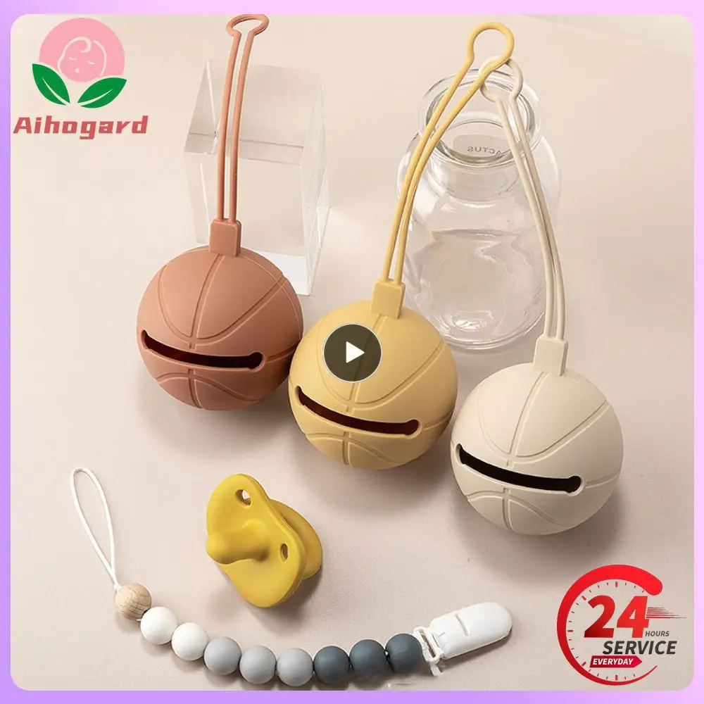 

Baby Silicone Pacifier Storage Bag Portable Basketball Shape Pacifier Holder Container Bag Food Grade Baby Nursing Accessories