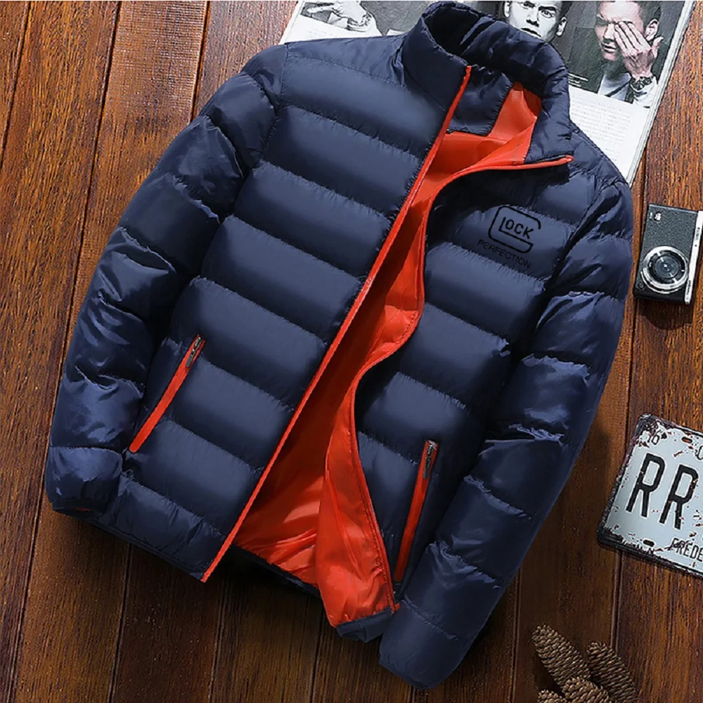 2023 Glock Perfect Shooting Men's Color Contrast Zipper Warm Cotton Jacket Casual Jacket Fashion Outdoor