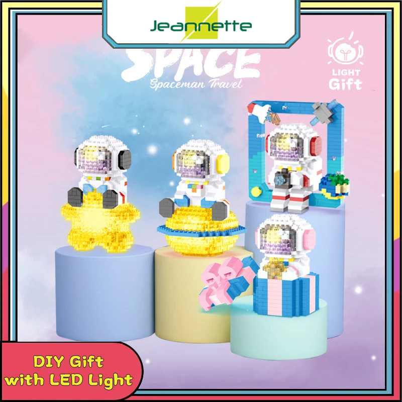 

Мини-конструктор астронавт, строительные блоки, космос, луна, астронавт, модель со светодиодным освещением, «сделай сам», подарки для взросл...