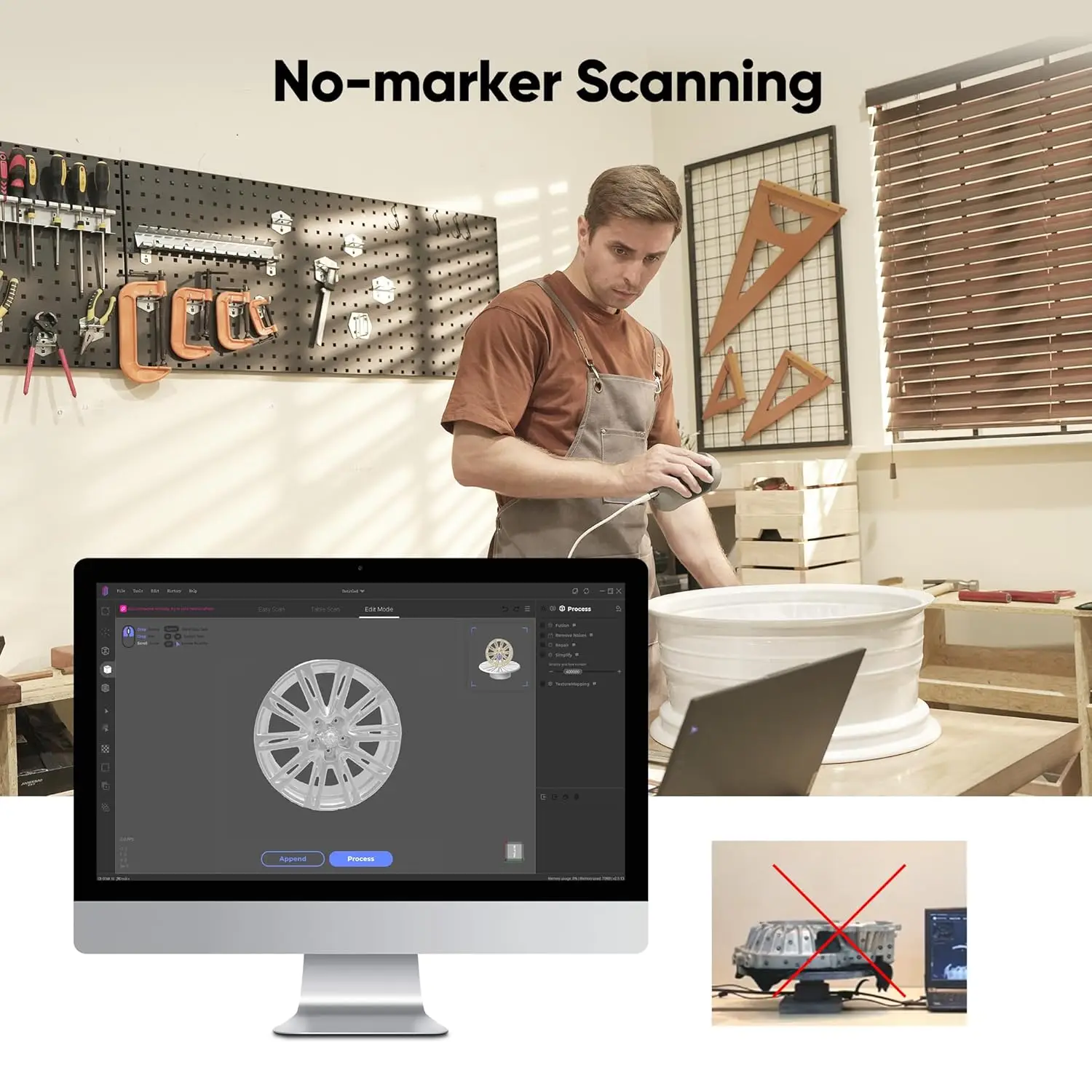 Фото Портативный 3D-сканер 3DMakerpro Mole для 3D-принтеров, точность 0,05 мм и разрешение 0,1 мм, совместимость с Win10/MacOS №3