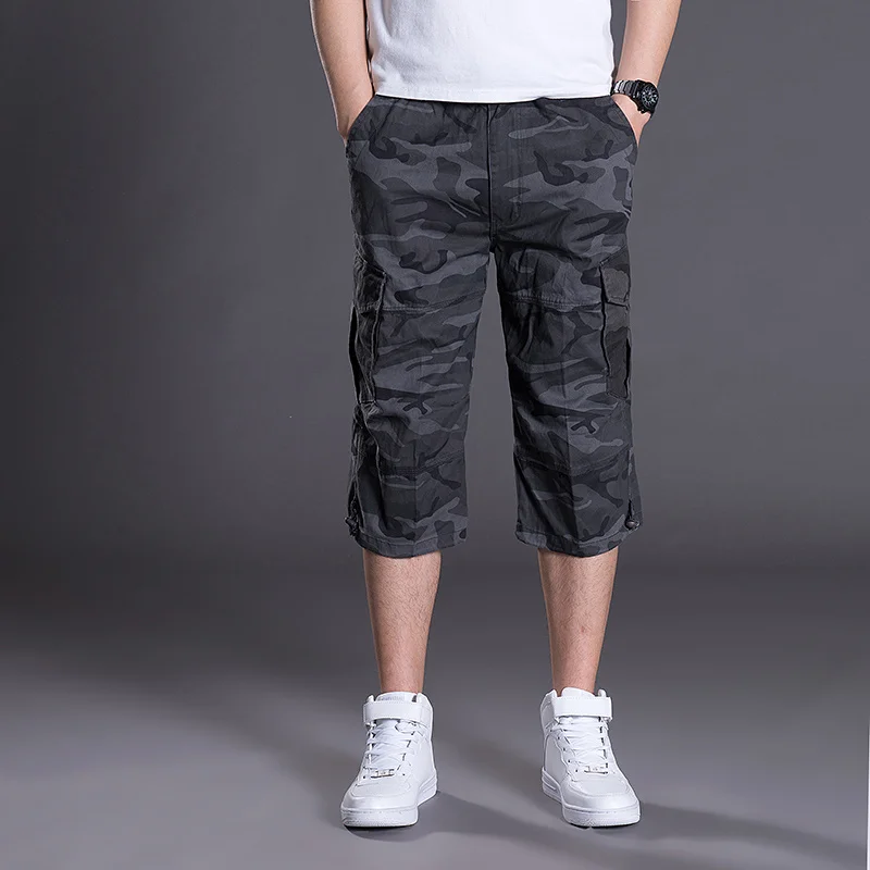 

Cargo Men Shorts 2023 Men Summer Casual Cotton Multi Pockets Hot Breeches Cropped Trousers Military Camouflage Shorts M-7XL
