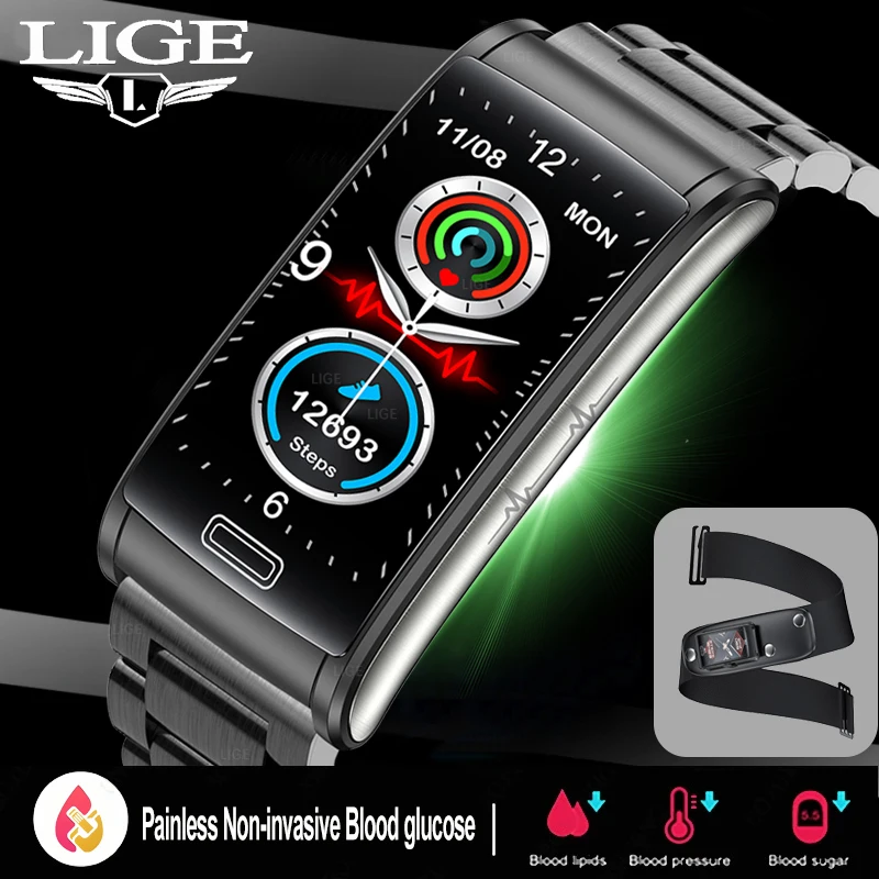 

LIGE New Blood Glucose Monitor Health Smart Watch Men ECG+PPG Blood Pressure Measurement IP68 Waterproof Sport Ladies smartwatch