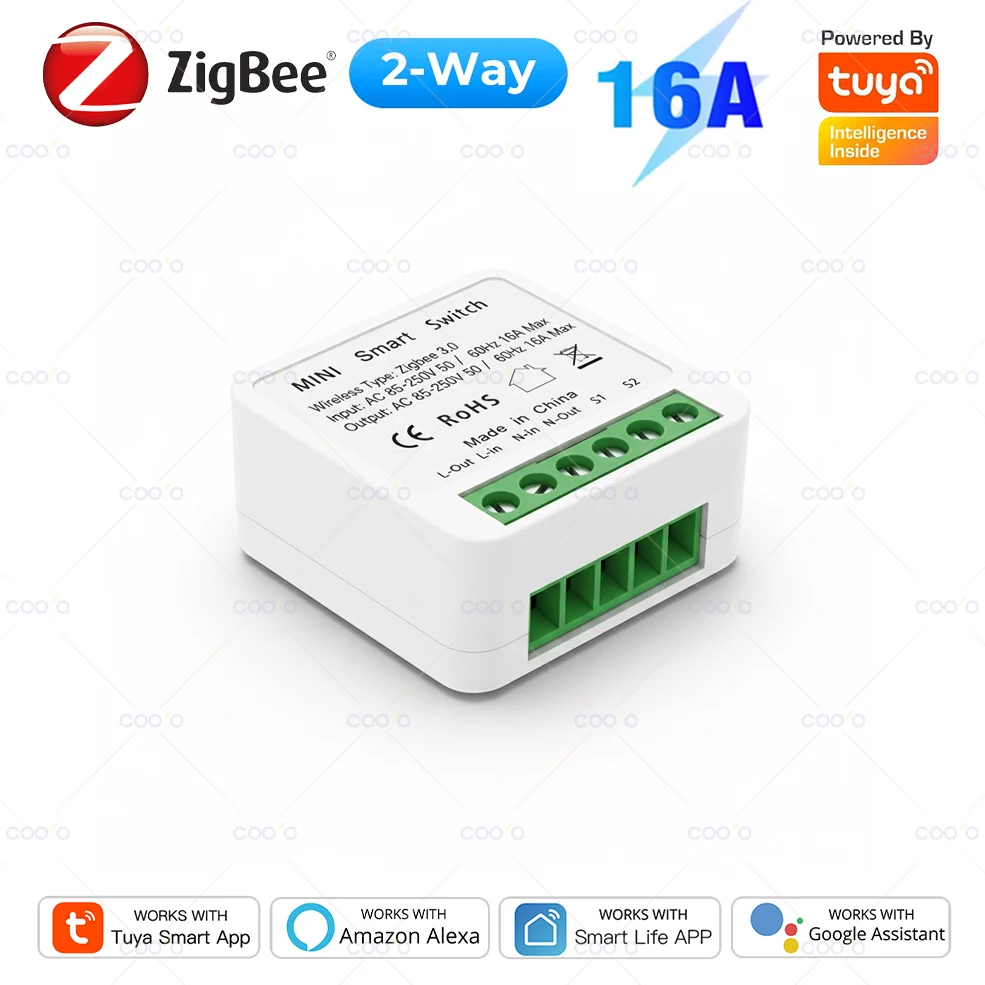 

Coolo Мини Умный Выключатель Tuya Zigbee 3.0 16А