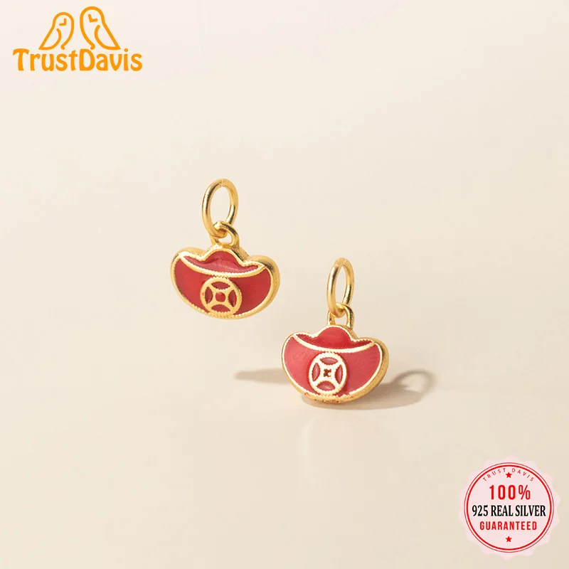 TrustDavis Подвеска из настоящего серебра 925 пробы модное милое золото 18 карат слиток