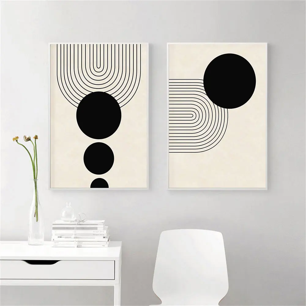 

Abstract Geometric Art Line Drawing Poster Print Beige And Black Arch Canvas Painting Modern Wall Picture Living Room Home Decor