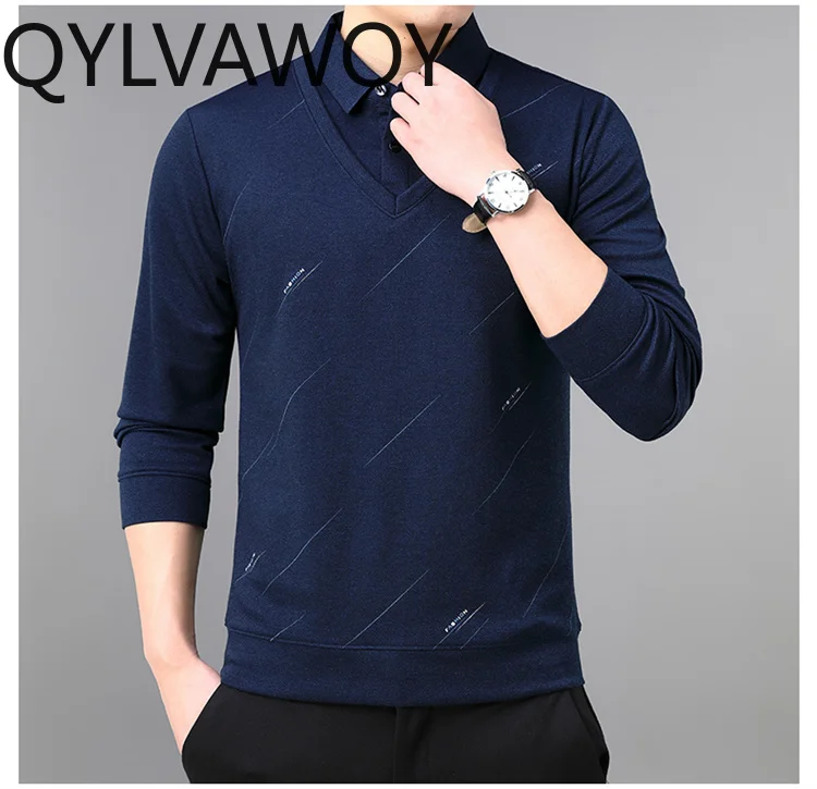 Зимняя мужская одежда QYLVAWOY 100% свитеры в полоску деловые повседневные пуловеры