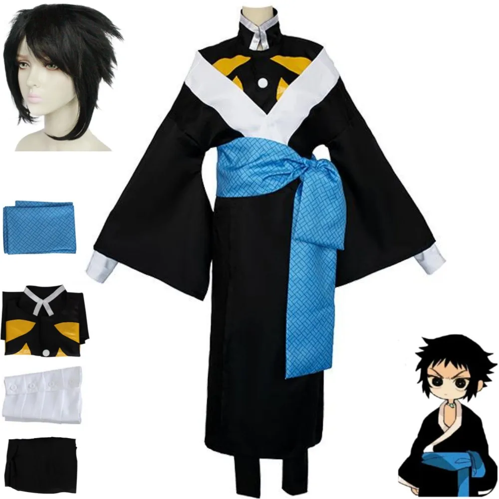 

Anime Demon Slayer Kaigaku Cosplay Costume Kimetsu No Yaiba Kisatsutai Swordsman Uniform Wig Adult Man Woman Halloween Suit