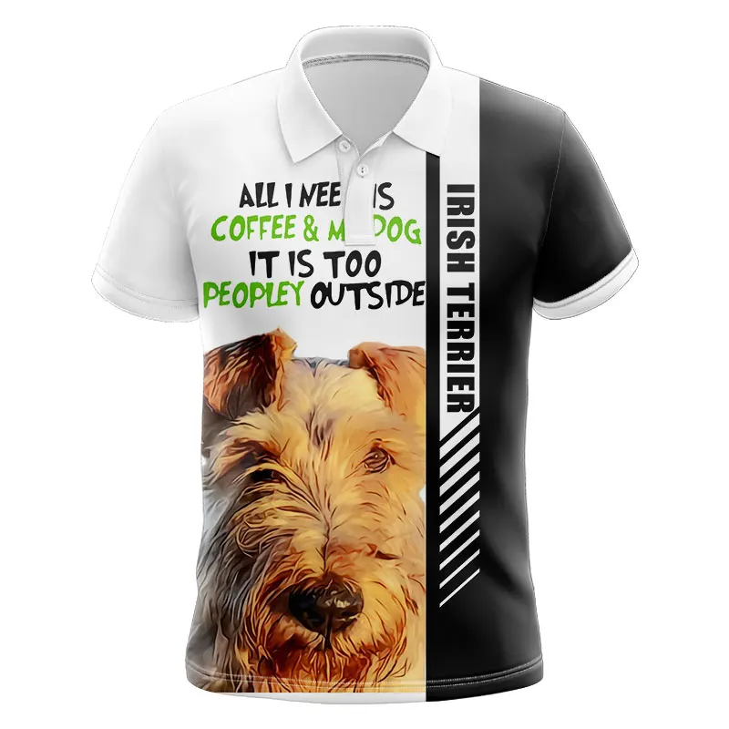 

3D Print Fashion Colorful Animal Irish Terrier Men Leisure Polo Shirt Tops Unisex Hipster Streetwears T-shirts Beach Short S-614