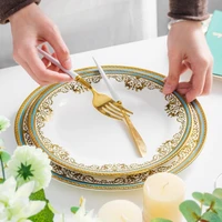 gold rim ceramic plate european luxury platter nordic dinner set fruit salad dinnerware dessert steak tray home decor cute plate