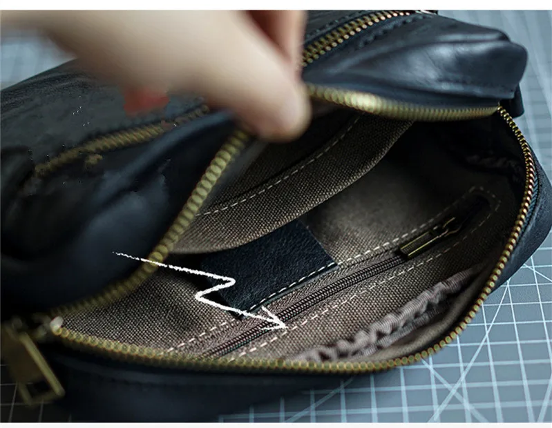 Simple luxury genuine leather men's pleated small shoulder bag outdoor daily fashion handmade real cowhide teens messenger bag