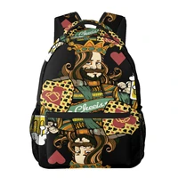 aesthetic backpack backpack teenager girls school book bag large capacity travel bag poker