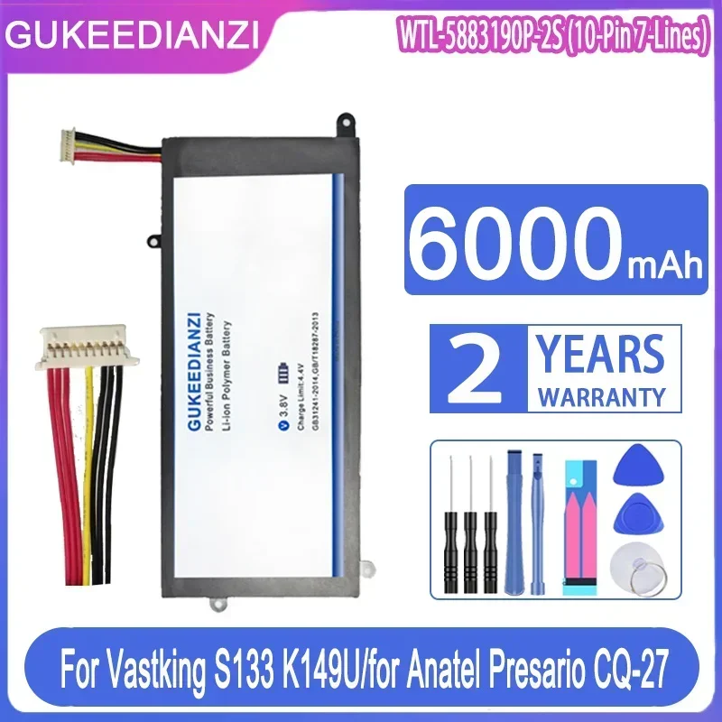 GUKEEDIANZI Battery WTL-5883190P-2S NV-357095-2S 6000mAh For Vastking S133 K149U Axioo MyBook Pro P421 Anatel Presario CQ-27