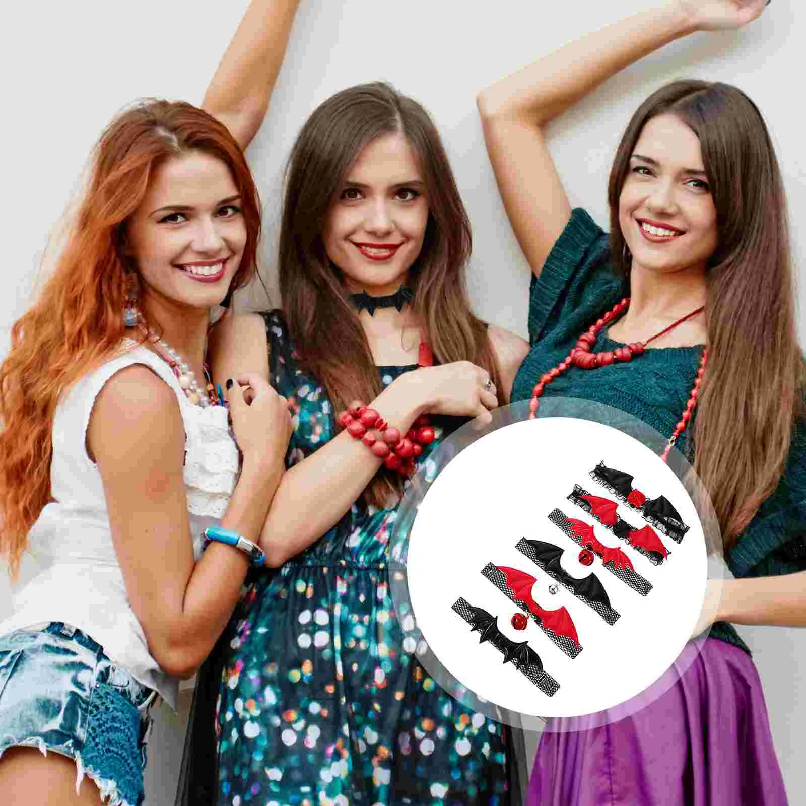 

6 pcs Bat Lace Choker Women Lace Choker Punk Lace Choker Halloween Lace Choker for Girl