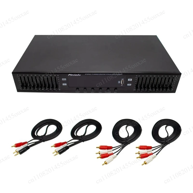 Фото EQ-898 220В Двухканальный 10-полосный HIFI-эквалайзер с Bluetooth и USB, цифровой стерео предусилитель №2