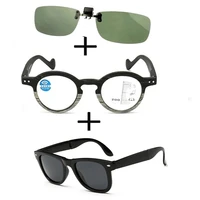 3pcs progressive multifocal far and near reading glasses men women squared polarized sunglasses outdoor sunglasses clip