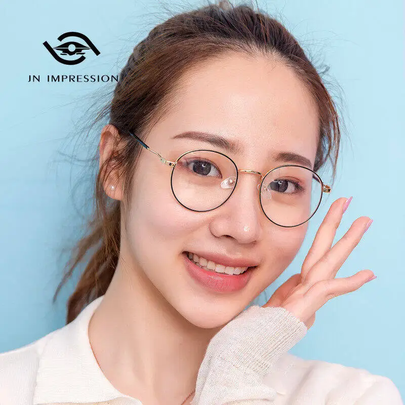

Retro Metal 0° Glasses Students Korean Version Men and Women Anti-blue Light Minus Glasses Finished Product Prescription Glasses