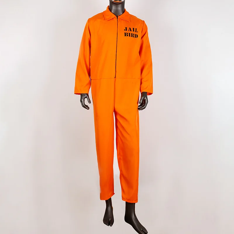 

Men And Woman Prisoner Jumpsuit Suit Cosplay Costumes Halloween Party Carnival Unisex Orange Prison Inmate Jail Criminal Dress