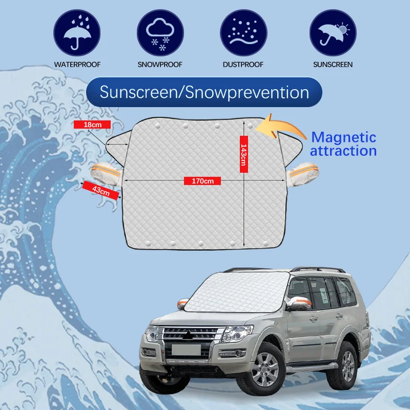 

Для Mitsubishi Pajero лобовое стекло автомобиля снежный чехол защита от мороза и льда зимний автомобильный чехол внешние аксессуары