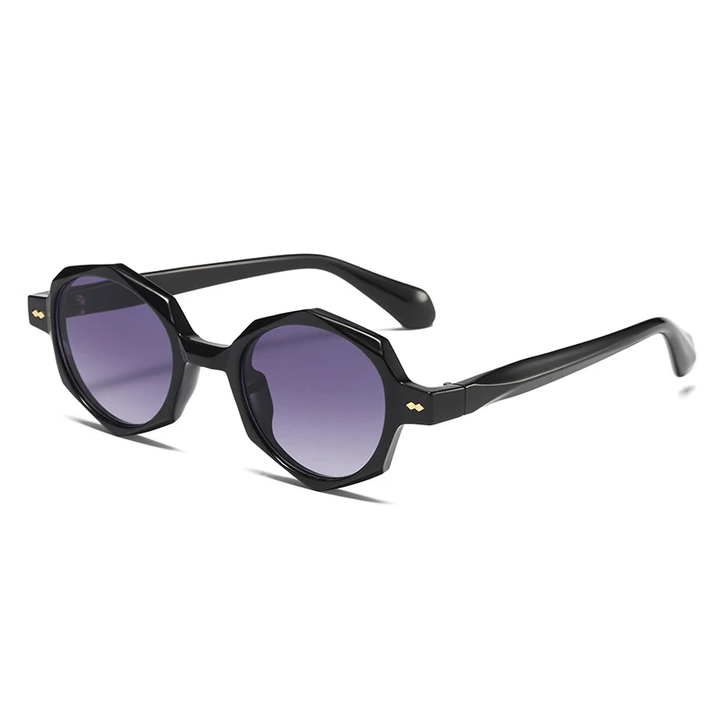 

Солнечные очки в винтажном стиле для мужчин и женщин, зеркальные солнцезащитные аксессуары в многоугольной оправе