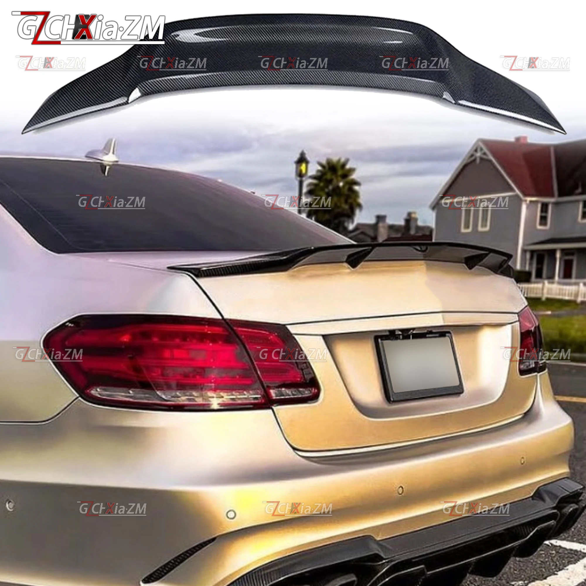 Фото Для 2009-2012 Mercedes Benz E Class W212 4Door E200 E260 E300 E350 Sedan E63 Багажник Губа багажника Задний спойлер R Стайлинг №1