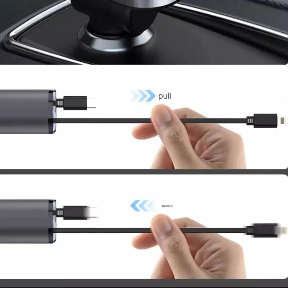 Автомобильное зарядное устройство 4 в 1, 100 Вт, выдвижной кабель USB Type-C, шнур для быстрой зарядки, прикуриватель для iPhone/Xiaomi/Samsung