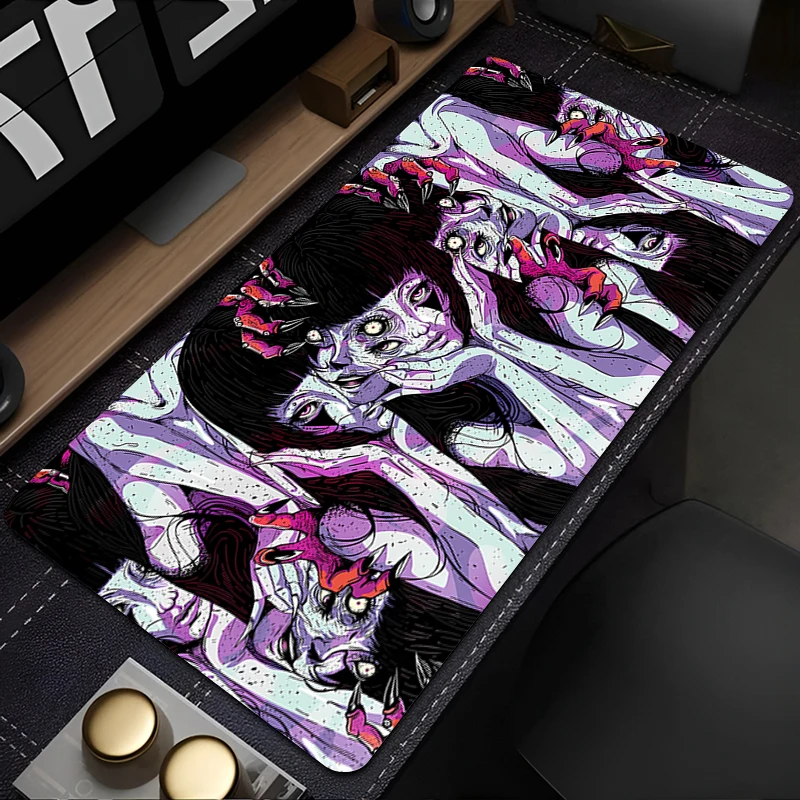 Фото Игровые аксессуары Коврик для мыши Junji Ito Tees Horror HD Печатный аниме Коврик для мыши Офисный ПК Шкаф Настольный коврик Расширенный ковер для клавиатуры №5
