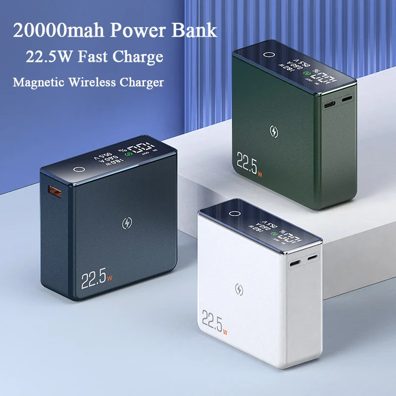 

20000mAH 22.5W PD20W Fast Charger Power Bank LED Digital Display Powerbank Magnetic Wirelss Charger Poverbank For iPhone 12 13