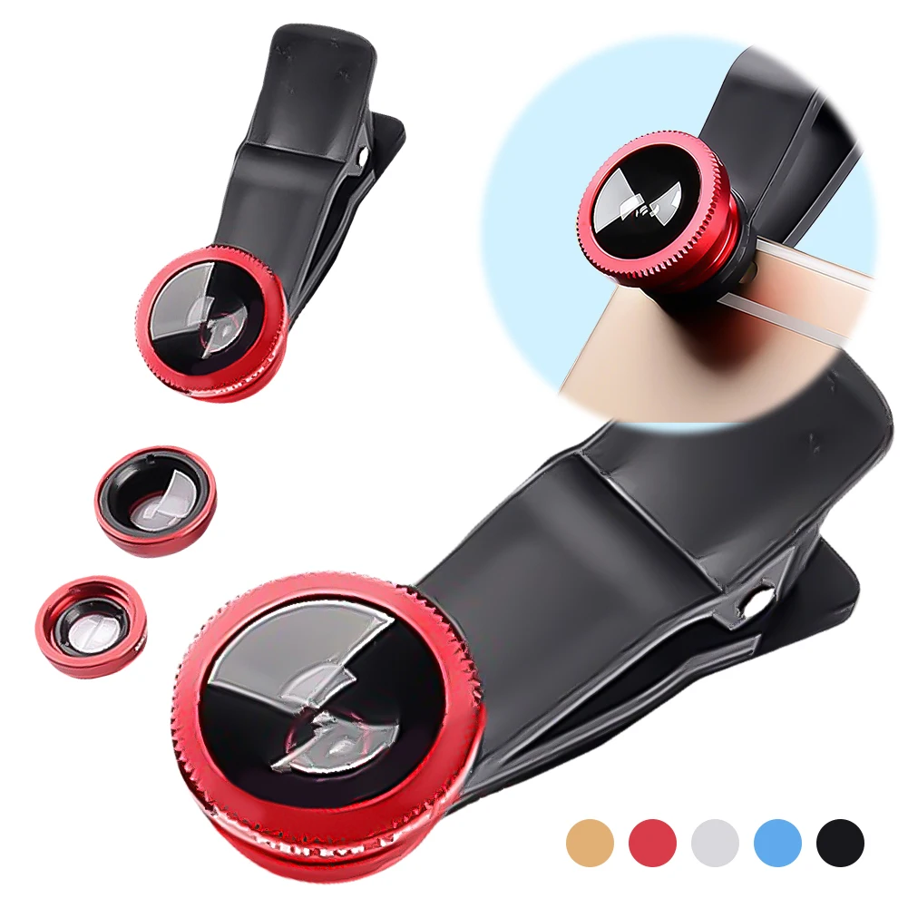 3 в 1 объектив фотоаппарата рыбий глаз 180 ° + Широкий угол X зажим для