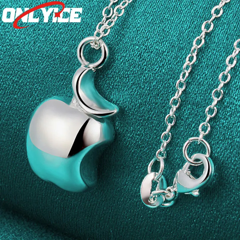 

925 Sterling Silver Smooth Apple Pendant Necklace 16-30 Inch Snake Chain Ladies Party Engagement Wedding Fashion Jewelry