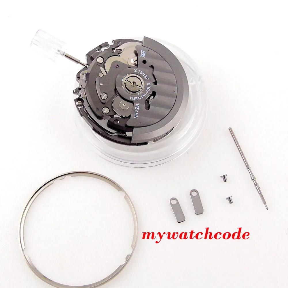 TMI Genuine Japan NH72A Mechanical Watch Movement Stem Skeleton Face 21600bph NH70A SKX Watch Parts Accessories Mechanism