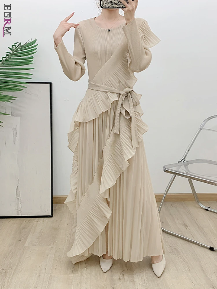 Элегантное Плиссированное вечернее платье EGRM женские Асимметричные Длинные