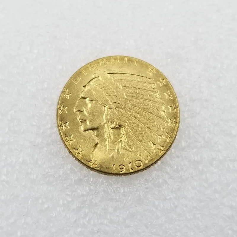 

American 1910 D Version 5 Dollars Brass Gold-plated Commemorative Collectible Coin Gift Lucky Challenge Coin