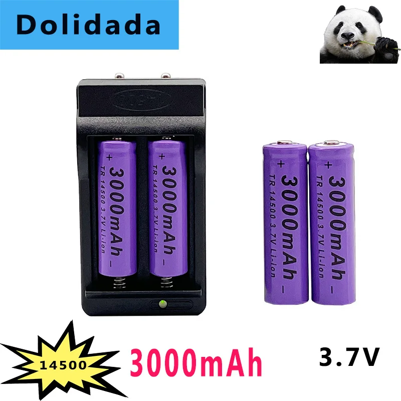 

14500 Lithium Battery 3.7V 3000mAh Rechargeable Batteries Can Welding Nickel Sheet Bateria For Torch LED Flashlight Toy+Charger