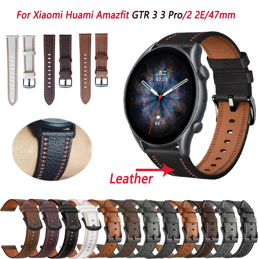 

22mm Leather Watchband For Huami Amazfit GTR 3 Pro GTR2 Strap For Amazfit GTR3/GTR4/2e Pace Stratos 3 2S GTR 47mm Bracelet Wrist