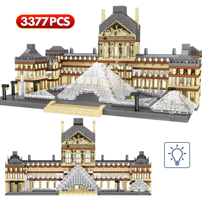 

3377pcs City Mini Paris Louvre Mini Building Blocks Famous Architecture Museum Diamond Bricks education Toys for Children
