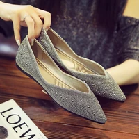 pointed toe flat shoes women slip on shallow mouth spring female shoes metal studded feetwear zapatos para mujer chaussure femme