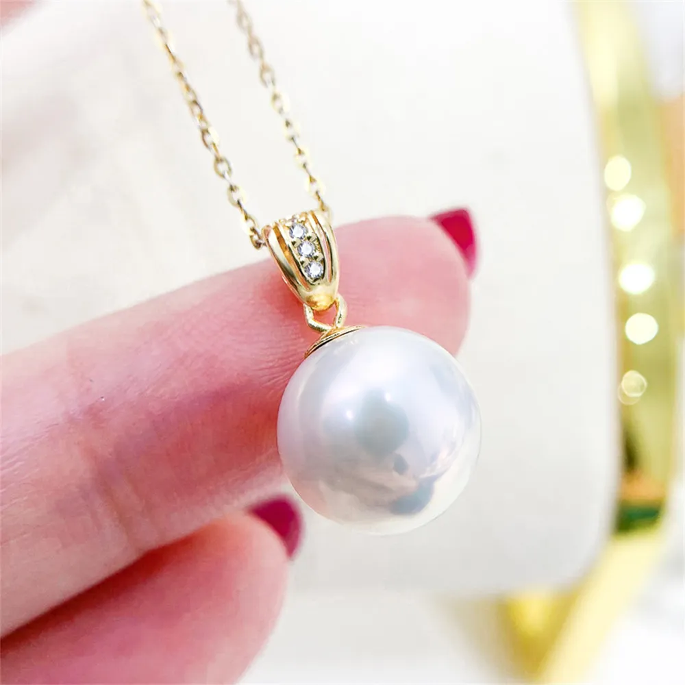 

DIY Pearl Mini S925 Sterling Silver Pendant with Empty Holder Gold Silver Necklace Pendant with 8-13mm Round Bar