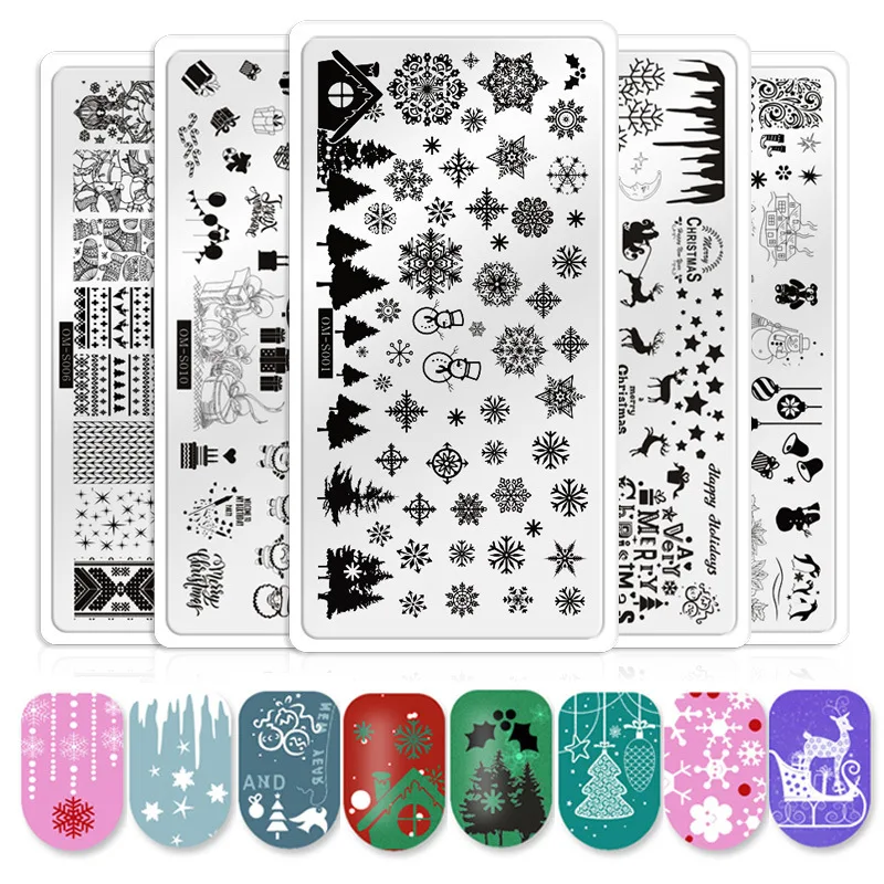 

Nail Art Stamping Plate Nail Design Plate Scraper Stamper Halloween Christmas Template Snowflake Pumpkin Plate Nail Tools Stamp