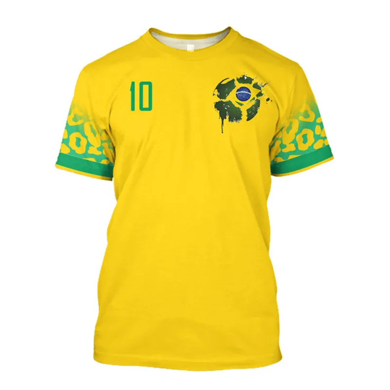 

Футболка Jum с графическим рисунком Восточно-Бразилии, футболка с логотипом футбольного мяча 2022, желтая дышащая Спортивная одежда для нетола...