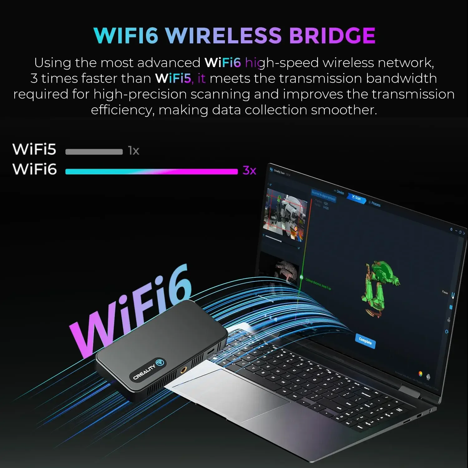Беспроводной Wi-Fi 3D-сканер Creality CR-Scan Ferret Pro с защитой от сотрясений полноцветное