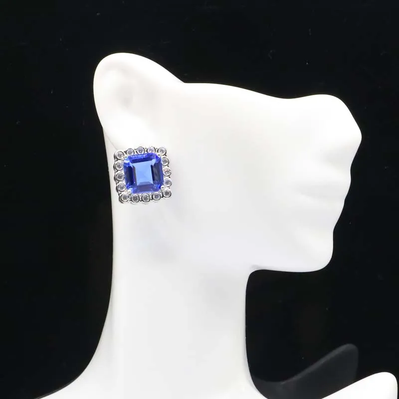 

Серьги-гвоздики серебряные с фианитом, 17 х17 мм