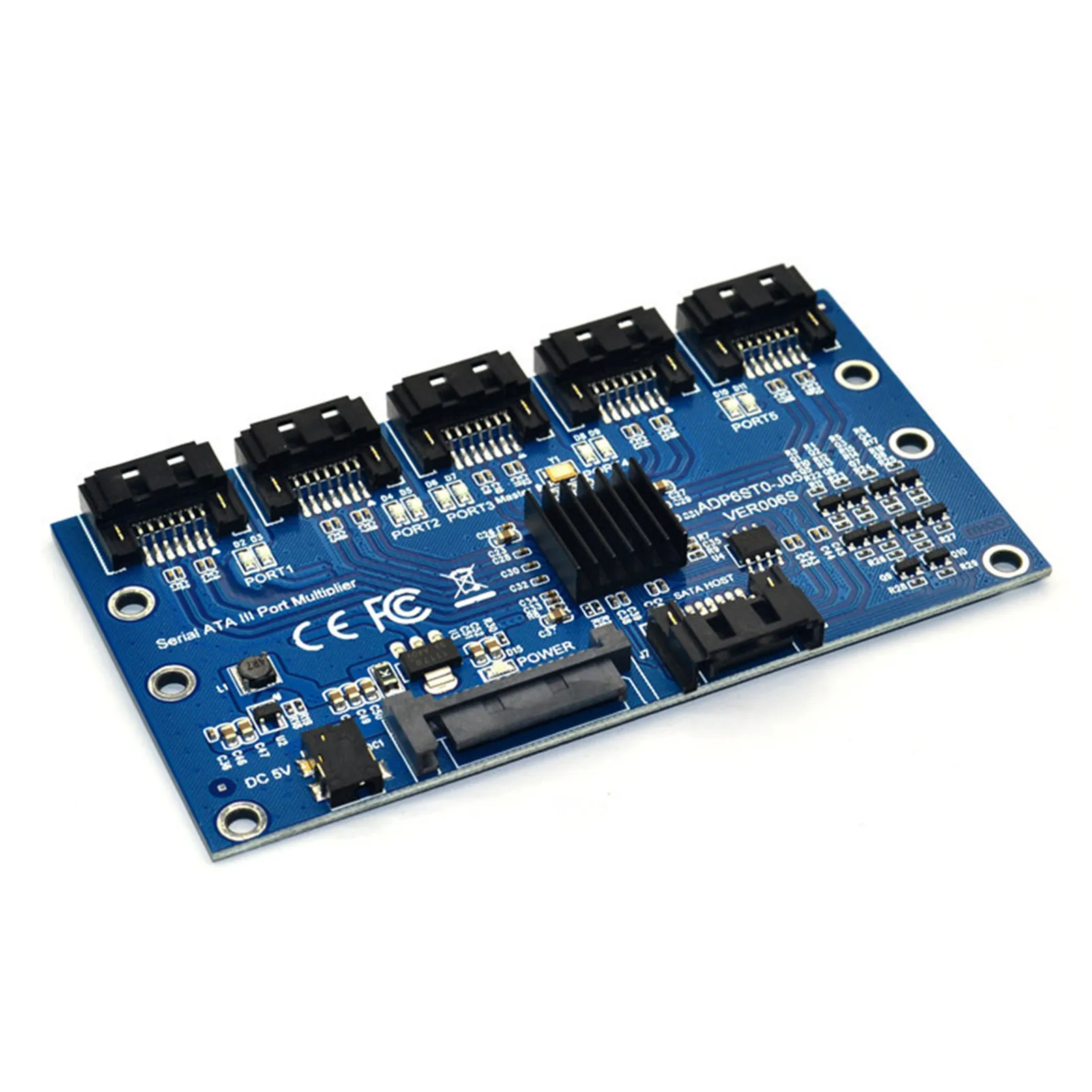 

SATA3.0 Expansion Card 1 To 5 Port SATA3.0 Motherboard 6Gbps Riser Hub Adapter Riser Card Converter Mining Board Adapter