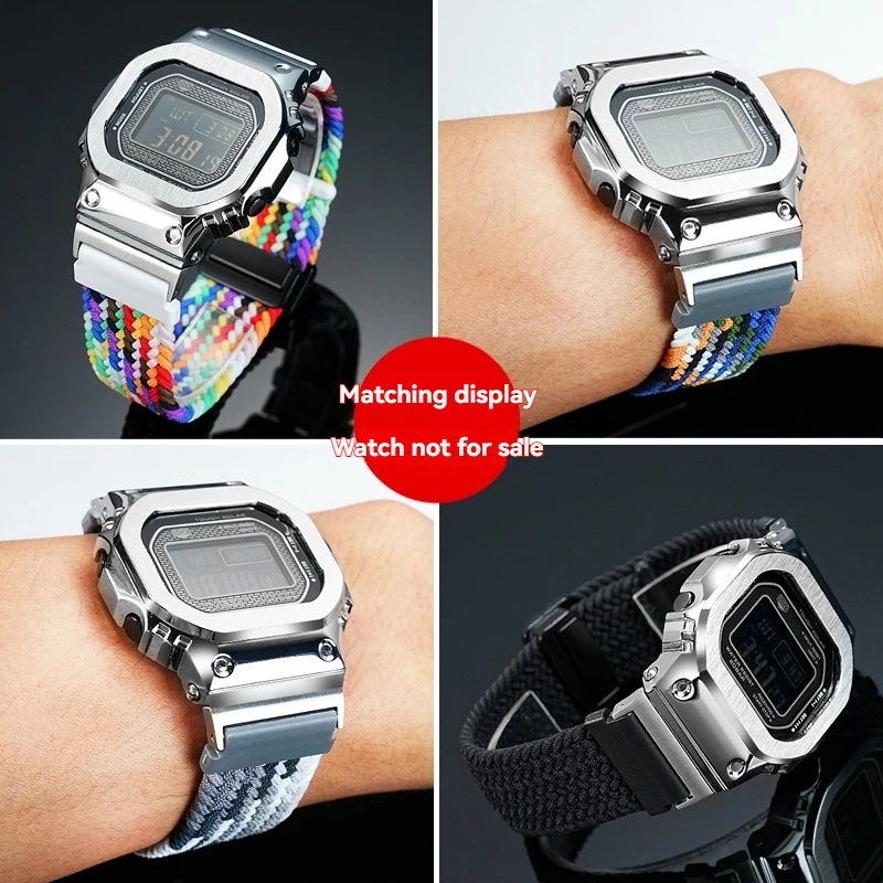 Фото Эластичный нейлоновый ремешок с быстрым снятием для Casio G-SHOCK GMW-B5000/GM-B2100 |   Прочный тканевый ремешок для замены браслета часов №3
