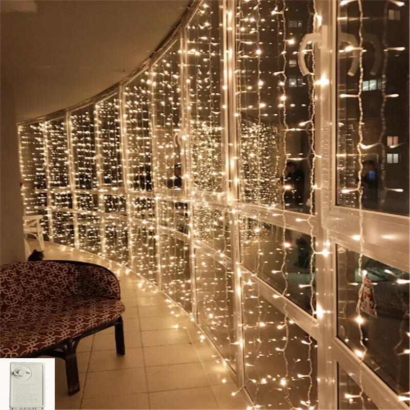 Memory Control 3* 3M 300LED indoor Home Xmas Decorative String Fairy Curtain Strip Garlands Party Lights For Wedding Decoration