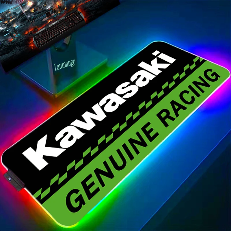 Kawasaki Computer RGB Mousepad Gamer Cabinet Backlight LED Desk Mat Keyboard Gaming Accessories Xxl Luminous Mouse Pad With Wire