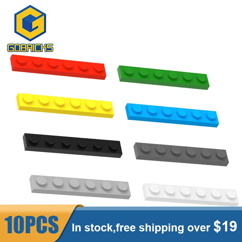 Gobricks 10PCS MOC Building Blocks Parts Plate 1 x 6 Compatible With 3666 DIY  Block Bricks Educational Kids Toys Boys Girl Gift