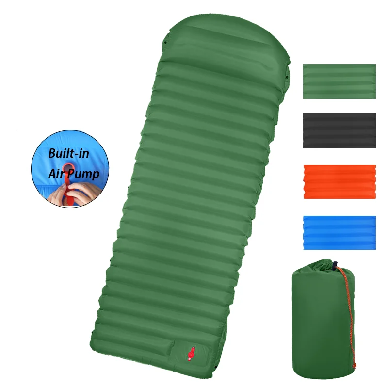 Camping Mat Outdoor Self-inflating Mattress Thicken Folding Air Bed Ultralight Portable Sleeping Pad with Pillow Travel Hiking